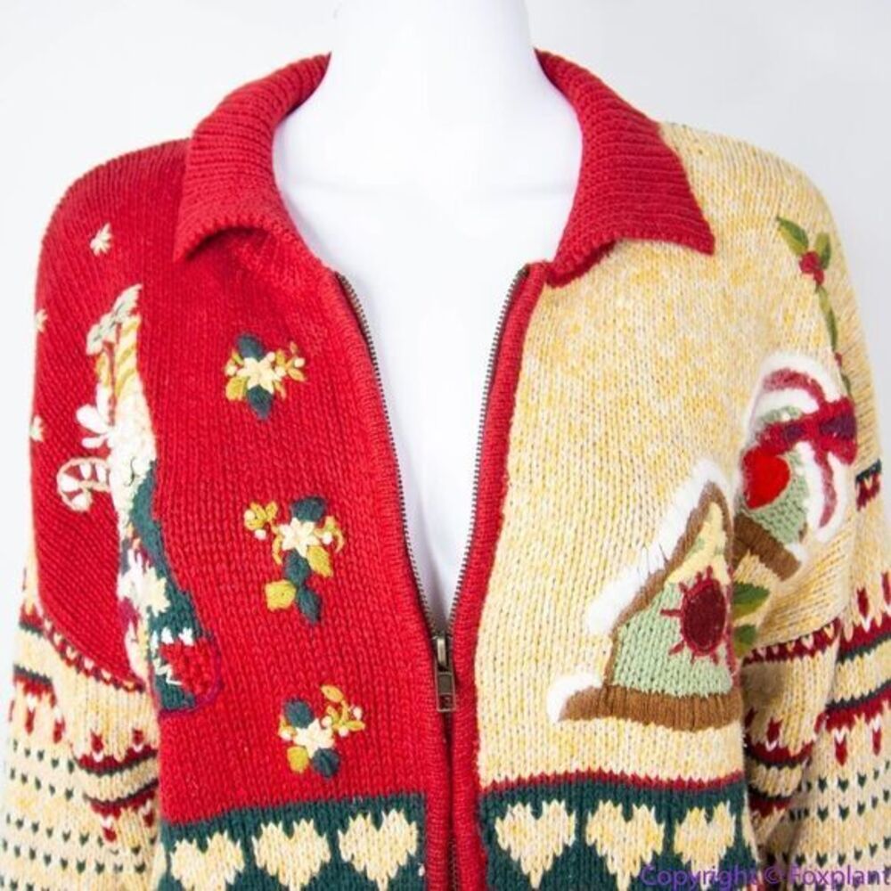 Vintage BonWorth Christmas ugly sweater,‎ 3D, Santa Clause, cardinal, M - Picture 3 of 16